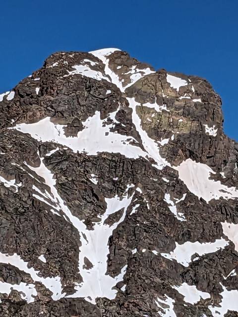You can see little people near the top, I wouldn't want to be in the couloir that late after sunrise